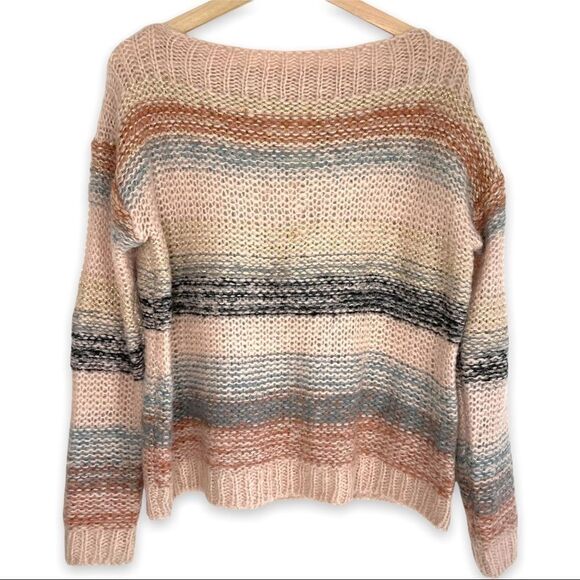 Nümph Anthropologie Wool Mohair Blend Nucharlie Knit Pullover Sweater Striped - Picture 2 of 10